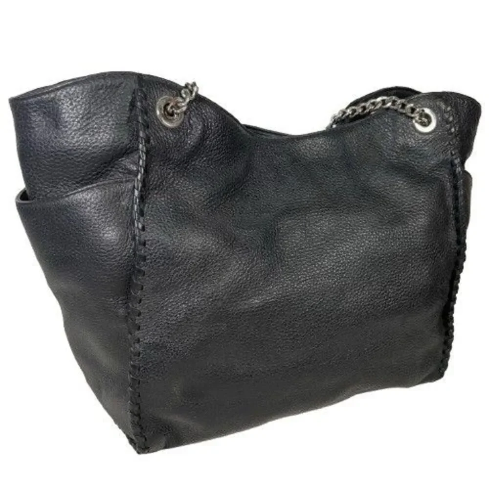 Michael Kors Whipped Chelsea Black Leather Tote Hobo Shoulder Bag Purse MRP$528